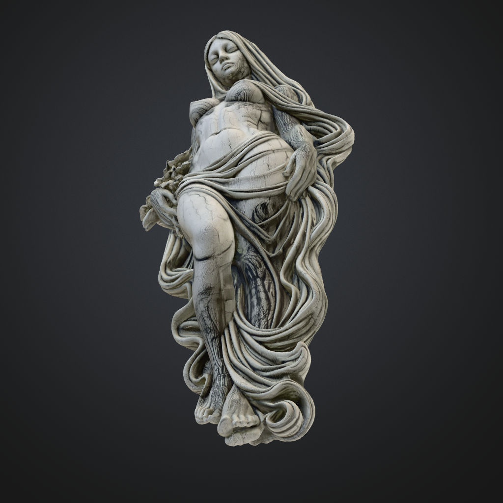 Serene Maiden with Flowers CNC STL file preview 3